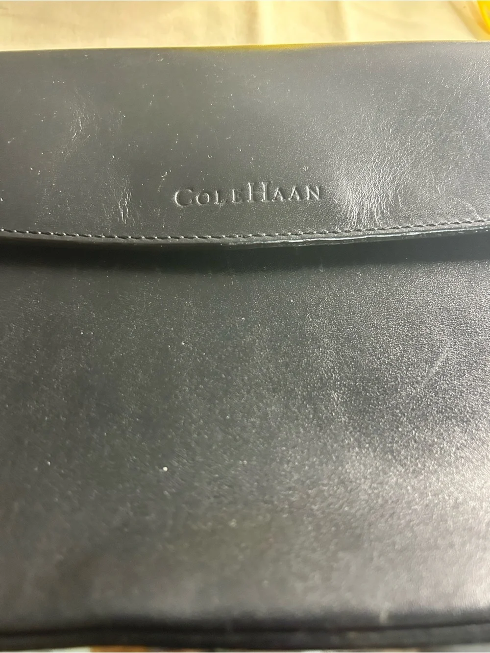 VTG Cole Haan Shoulder Bag Sleek Leather Minimalist Adjustable Strap Black Lined
